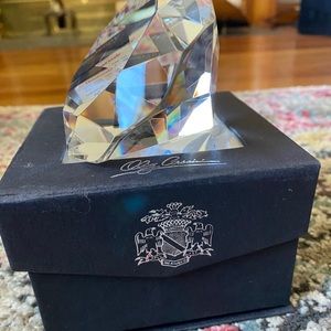 Oleg Cassini crystal paperweight diamond shape